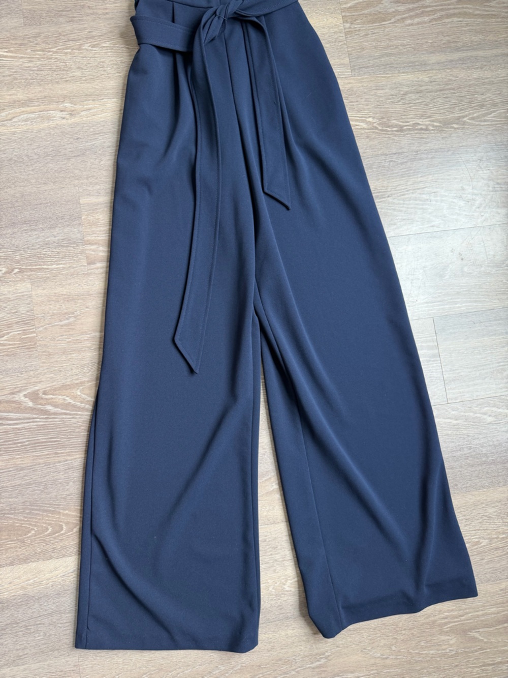 Calvin Klein Navy Wide-Leg Jumpsuit with Waist Tie - Picture 3 of 4